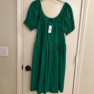 Ann Taylor Kelly Green Puff Sleeve Dress